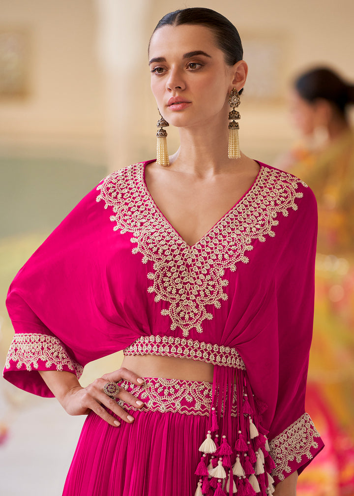Buy Now Trendy Stylist Hot Pink Indo Western Lehenga Choli Online in US, UK, Canada, France, Germany, Sweden, Greece, UAE, Denmark & Worldwide at Empress.