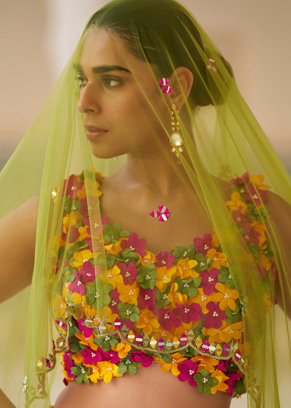 Buy Now Trendy Stylist Multicolor Haldi Style Lehenga Choli Online in US, UK, Canada, France, Germany, Sweden, Greece, UAE, Denmark & Worldwide at Empress.