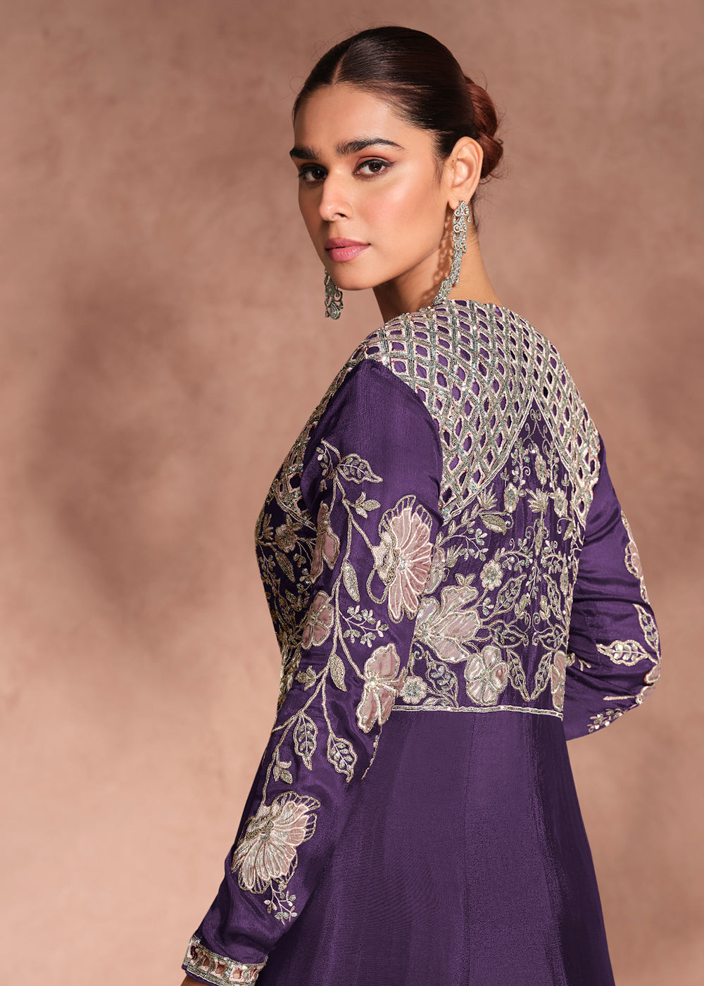 Buy Now Violet Shrug Style Designer Lehenga Choli Online in US, UK, Canada, France, Italy, Germany, Austria, Singapore, Denmark, UAE & Worldwide at Empress.