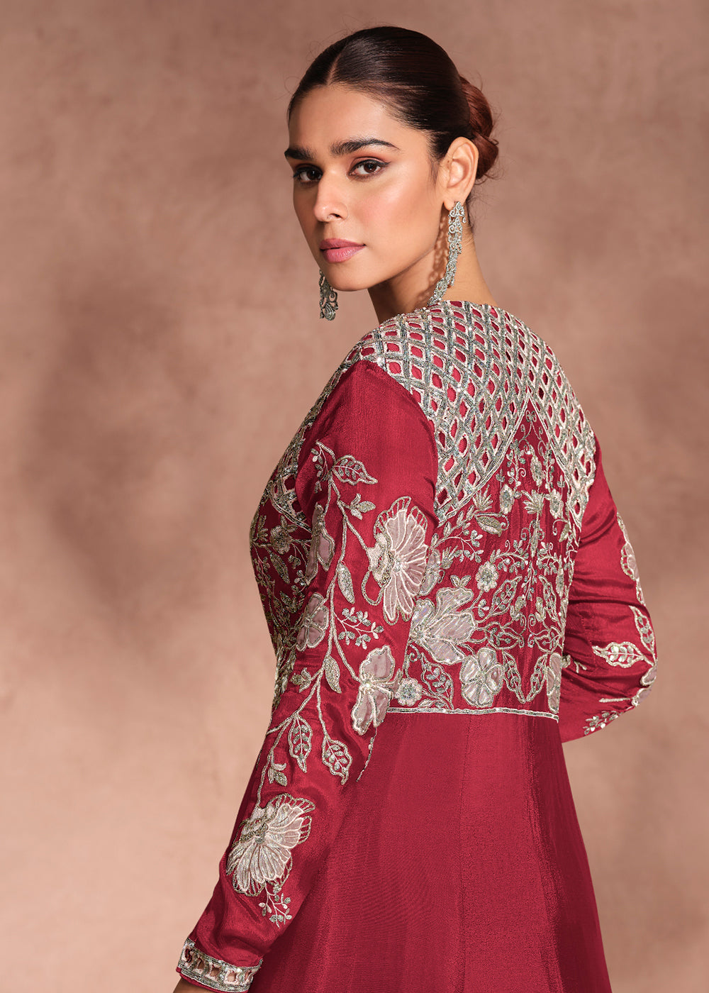 Buy Now Red Shrug Style Designer Lehenga Choli Online in US, UK, Canada, France, Italy, Germany, Austria, Singapore, Denmark, UAE & Worldwide at Empress.