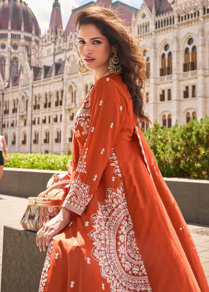 Buy Now Sunset Orange Long Top Style Party Style Palazzo Suit Suit Online in US, UK, Canada, Germany, Italy, France, Austria & Worldwide at Empress Clothing.