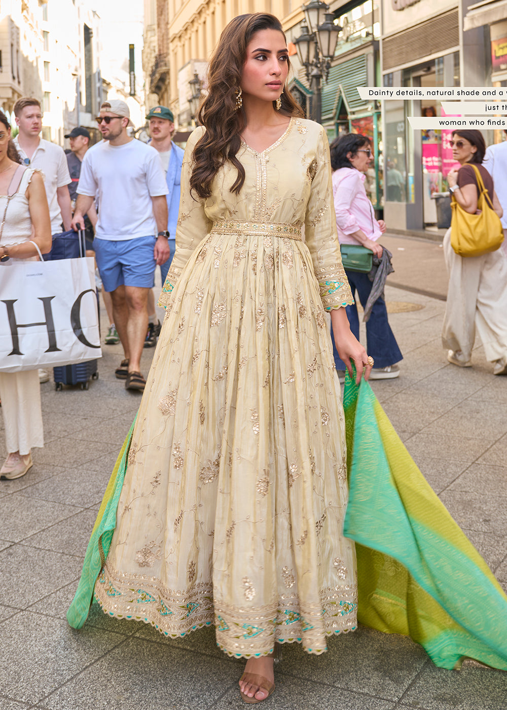 Buy Now Wedding Wear Awesome Cream Heavy Anarkali Gown Online in US, UK, Canada, France, Italy, Sweden, Ireland, UAE, Denmark, Greece & Worldwide at Empress.