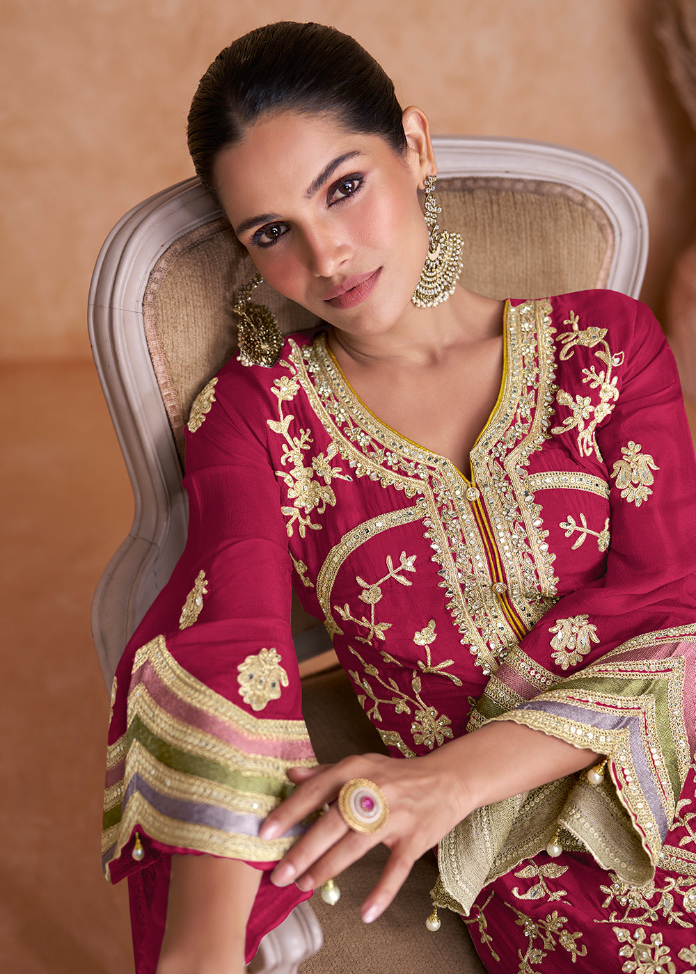 Buy Now Hot Pink Chinnon Fabric Embroidered Designer Salwar Suit Online in USA, UK, Canada, Germany, Australia & Worldwide at Empress Clothing. 