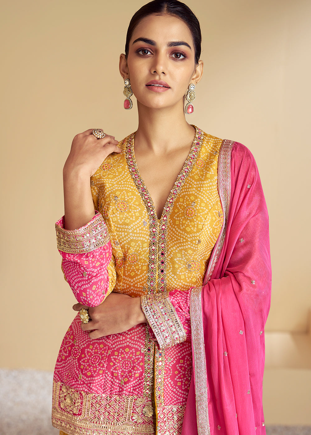 Shop Now Pink & Yellow Ombre Kurti Style Gharara Style Suit Online at Empress Clothing in USA, UK, Canada, Germany, Australia & Worldwide. 