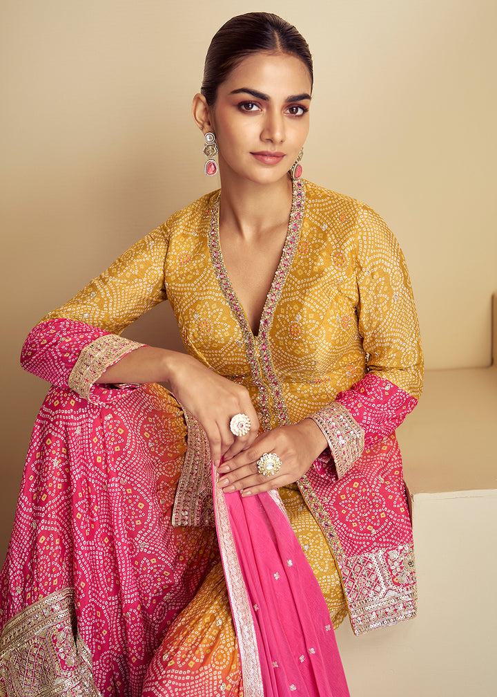 Shop Now Pink & Yellow Ombre Kurti Style Gharara Style Suit Online at Empress Clothing in USA, UK, Canada, Germany, Australia & Worldwide. 