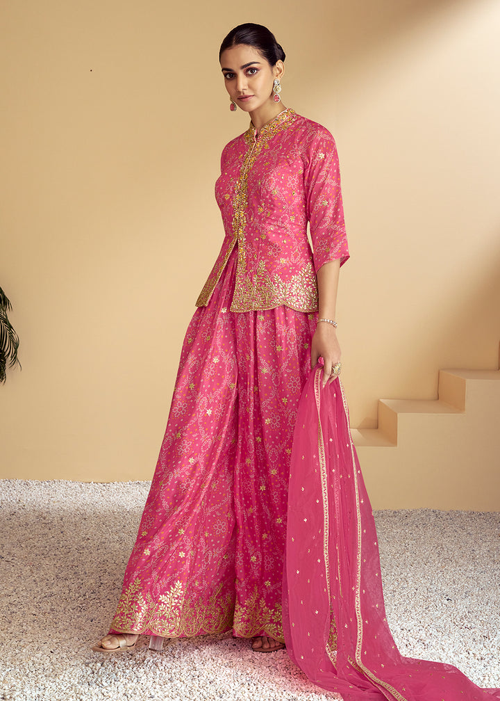 Buy Now Pink Embroidered Kurti Style Palazzo Style Suit Online in USA, UK, Canada, Germany, Australia & Worldwide at Empress Clothing. 