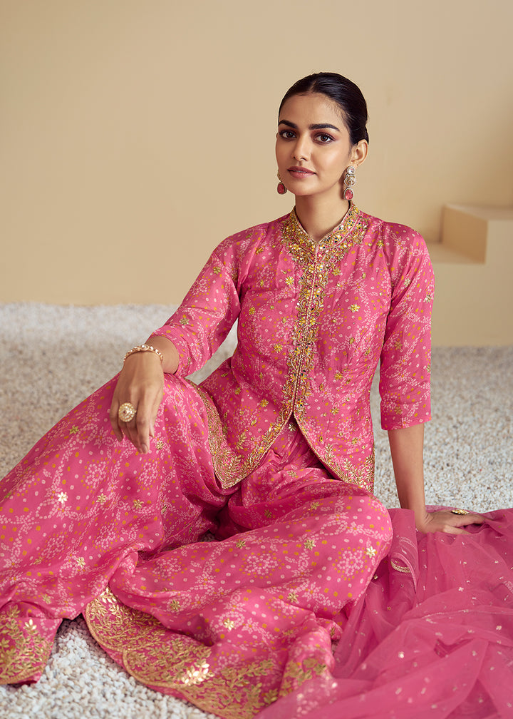 Buy Now Pink Embroidered Kurti Style Palazzo Style Suit Online in USA, UK, Canada, Germany, Australia & Worldwide at Empress Clothing. 