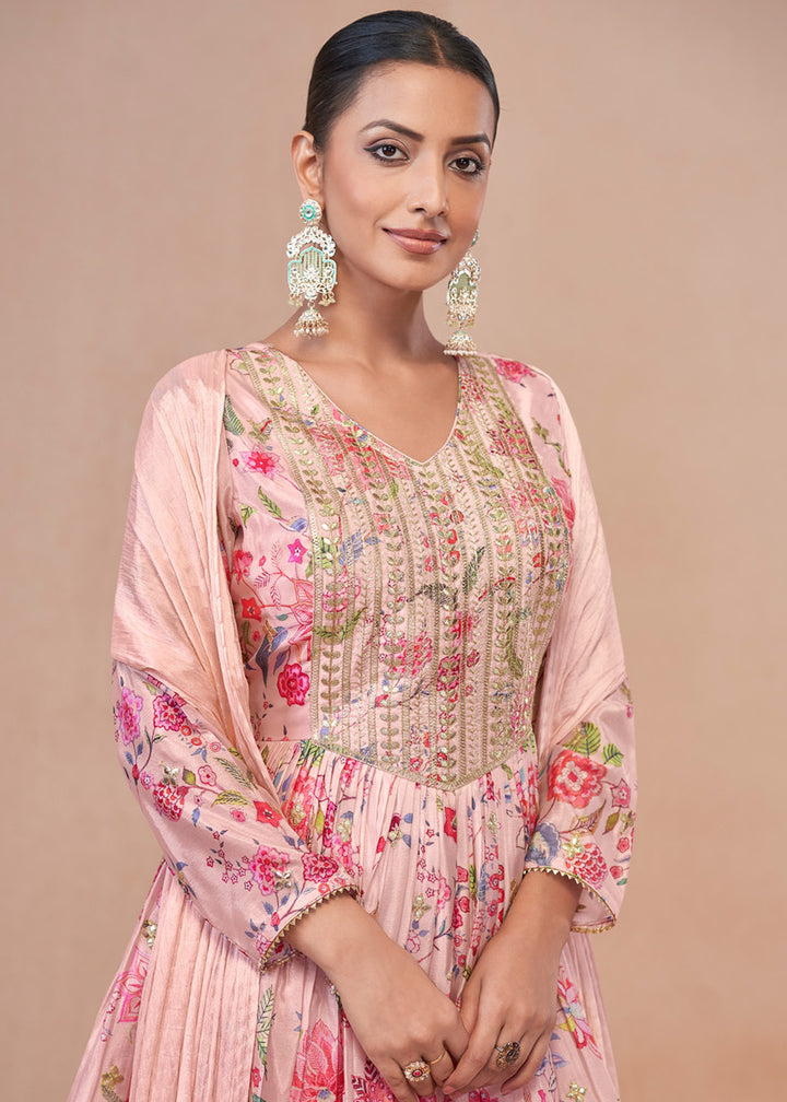 Shop Now Pink Embroidered & Digital Printed Festive Gharara Suit Online at Empress Clothing in USA, UK, Canada, Italy & Worldwide.