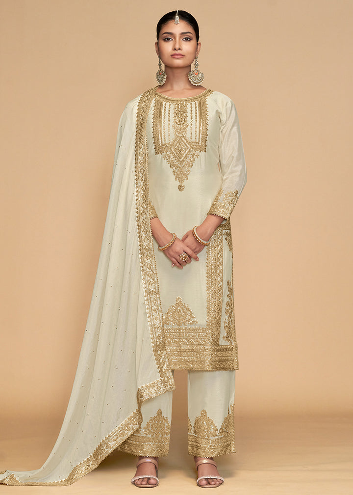 Buy Now Off White Beautiful Embroidered Salwar Suit Online in USA, UK, Canada, Germany, Australia & Worldwide at Empress Clothing. 