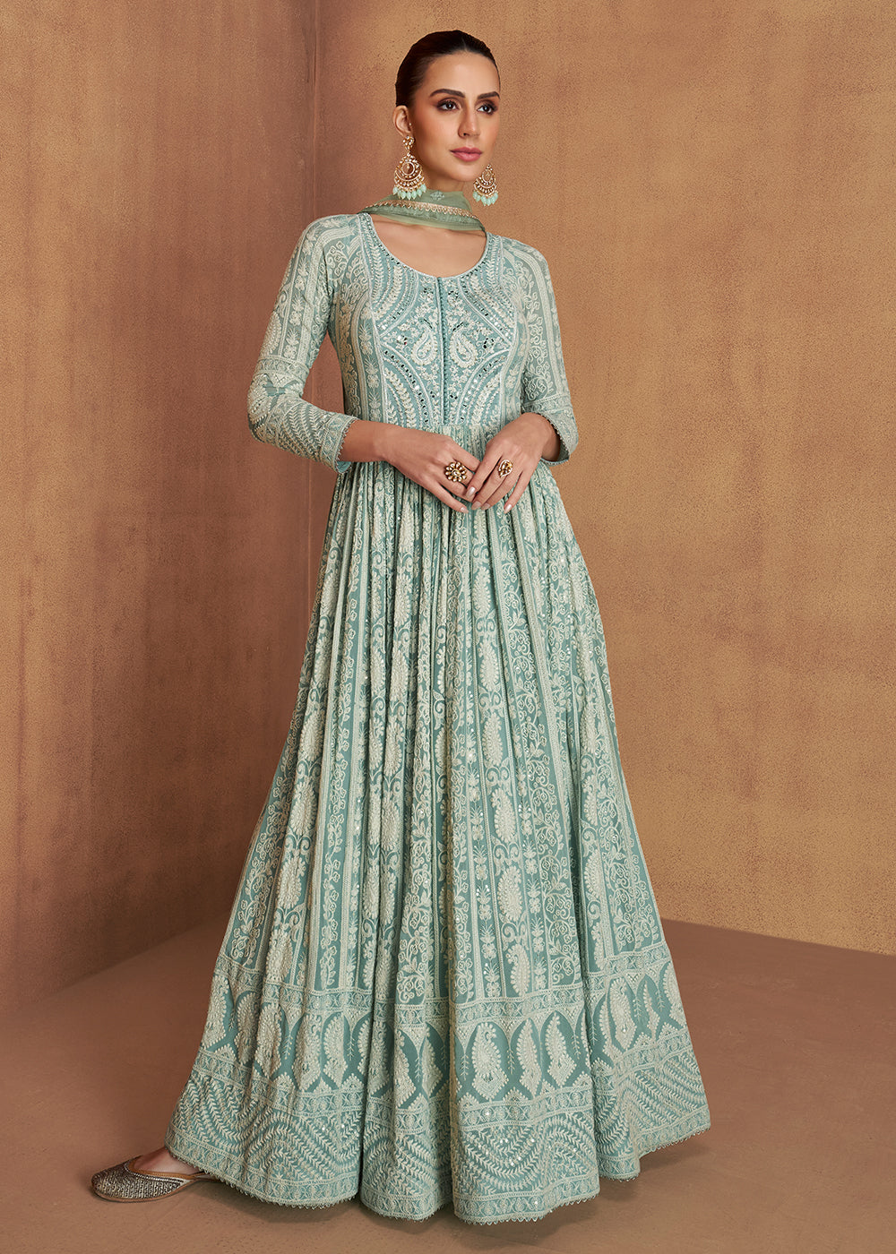 Buy Now Royal Blue Real Georgette Embroidered Anarkali Suit Online in USA, UK, Sweden, Denmark, Greece, Germany, Canada, Austria, UAE & Worldwide at Empress.