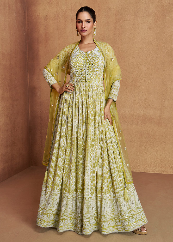 Buy Now Royal Green Real Georgette Embroidered Anarkali Suit Online in USA, UK, Sweden, Denmark, Greece, Germany, Canada, Austria, UAE & Worldwide at Empress.
