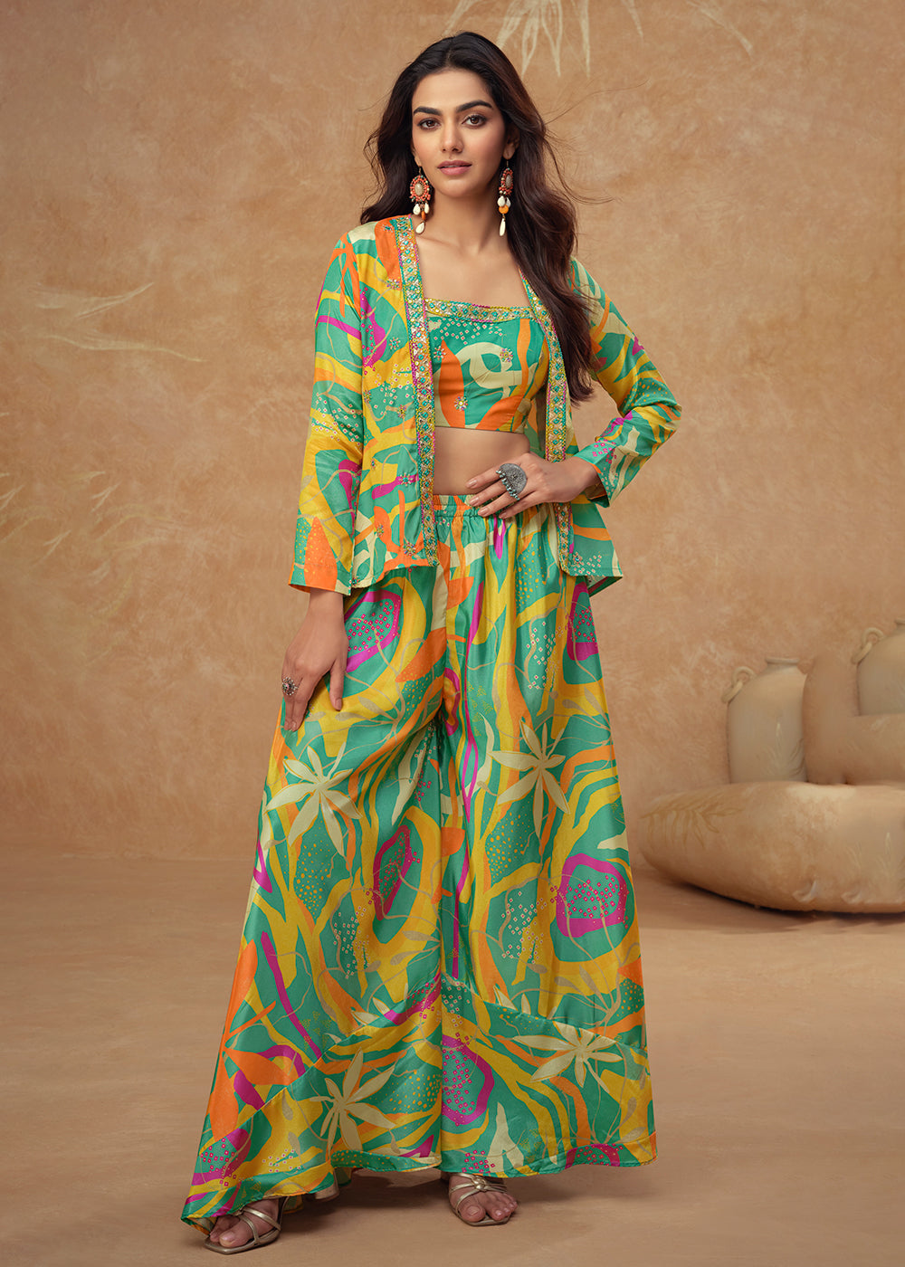 Buy Now Lime Rama Green Western Printed Jacket Style Suit Online in Newark, Yorktown, Toronto, London, Orlando, Munich, Chicago, Denver & Worldwide at Empress.