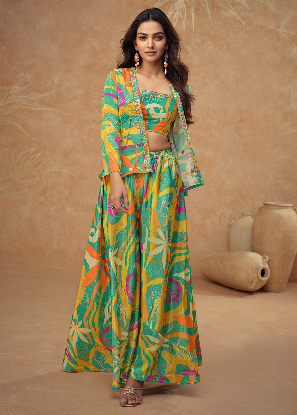 Buy Now Lime Rama Green Western Printed Jacket Style Suit Online in Newark, Yorktown, Toronto, London, Orlando, Munich, Chicago, Denver & Worldwide at Empress.