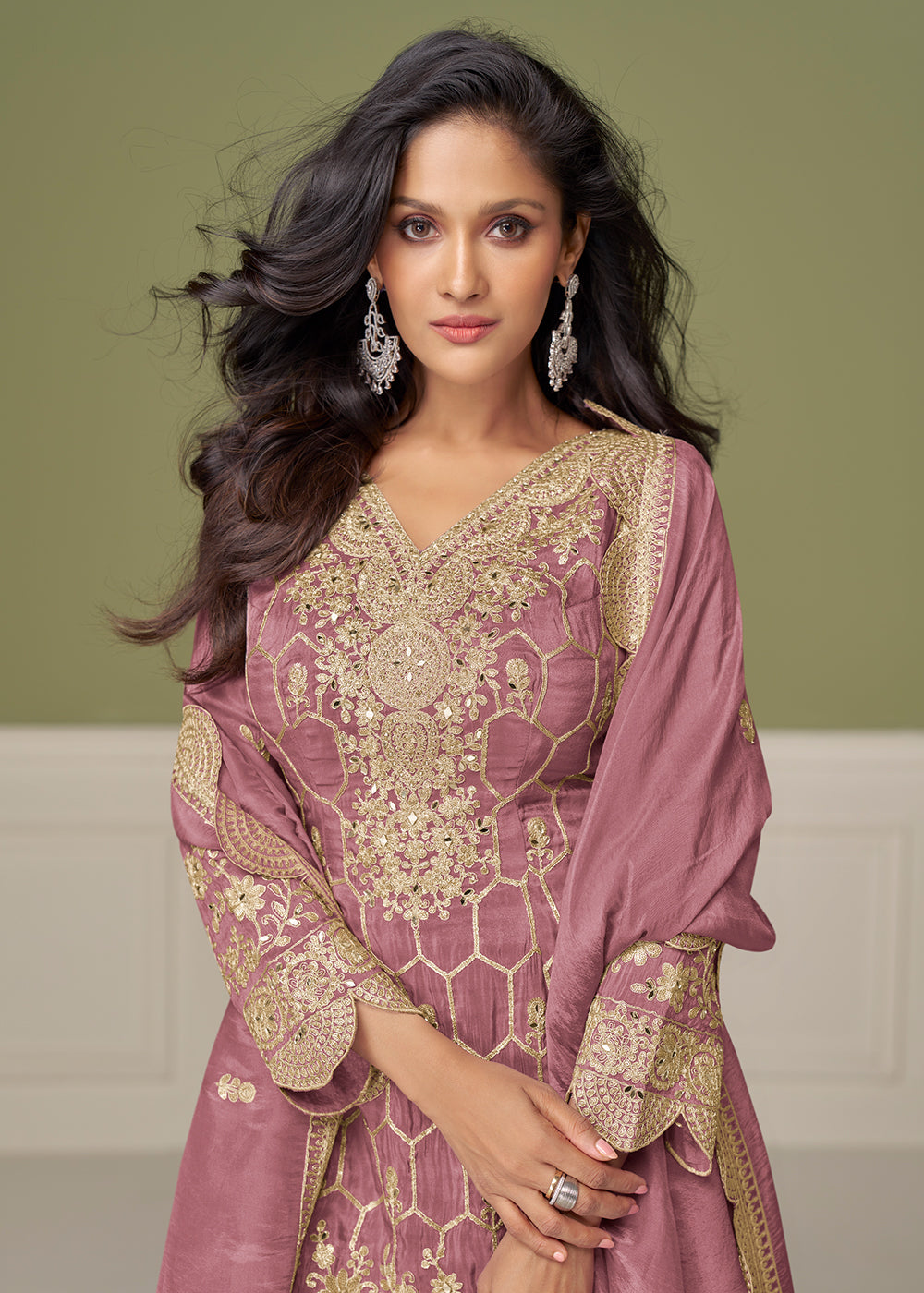 Buy Now Pretty Embroidered Pink Shimmer Silk Gharara Suit Online in USA, UK, Canada, Germany, Italy, France, Austria, Denmark, UAE & Worldwide at Empress.