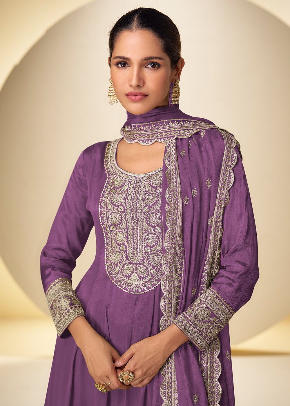 Buy Now Mauve Purple Festive Style Embroidered Palazzo Suit Online in Newark, Miami, Toronto, London, Bayern, Austin, Denver, New York & Worldwide at Empress.