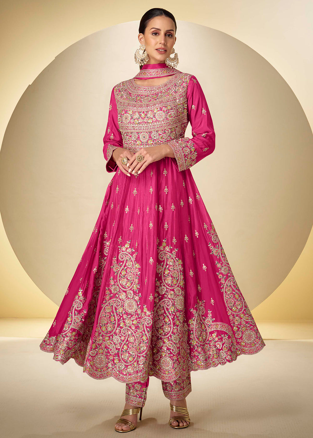 Buy Now Rani Pink Pant Style Festive Style Anarkali Suit Online in USA, UK, Sweden, Denmark, Greece, Germany, Canada, Belgium, UAE & Worldwide at Empress.