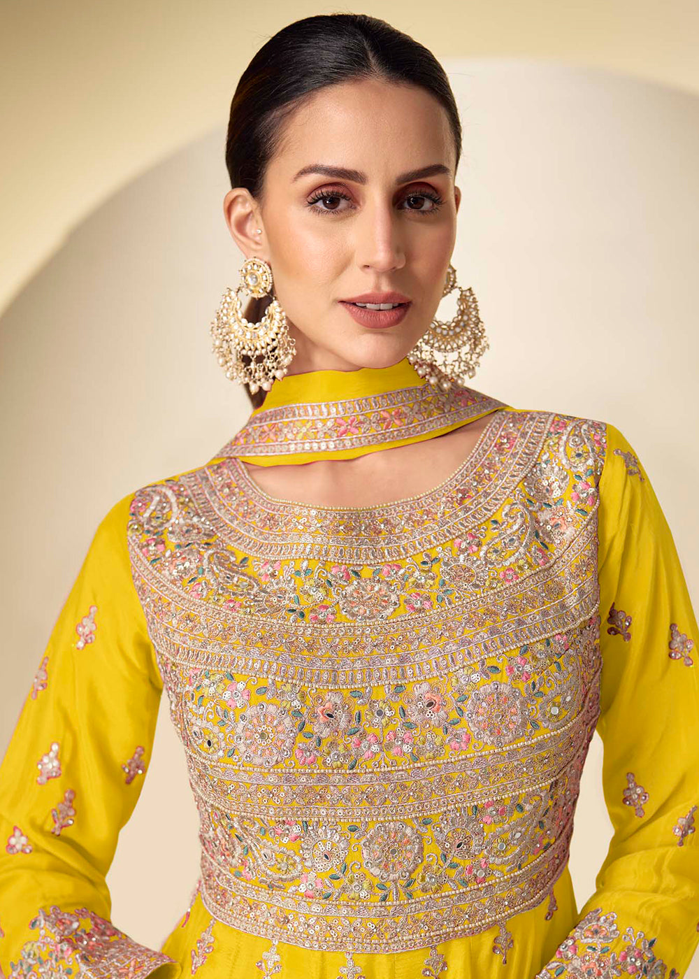 Buy Now Yellow Pant Style Festive Style Anarkali Suit Online in USA, UK, Sweden, Denmark, Greece, Germany, Canada, Belgium, UAE & Worldwide at Empress.