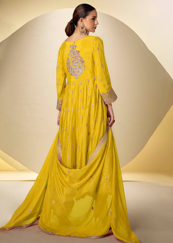 Buy Now Yellow Pant Style Festive Style Anarkali Suit Online in USA, UK, Sweden, Denmark, Greece, Germany, Canada, Belgium, UAE & Worldwide at Empress.