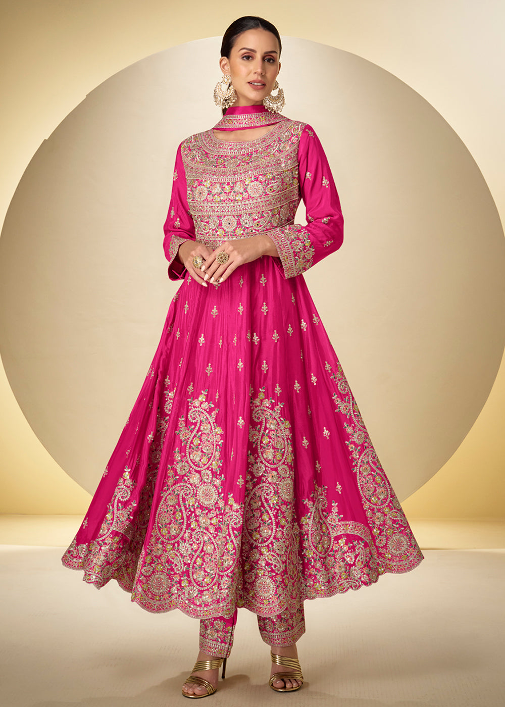 Buy Now Pink Pant Style Festive Style Anarkali Suit Online in USA, UK, Sweden, Denmark, Greece, Germany, Canada, Belgium, Italy, Greece & Worldwide at Empress.