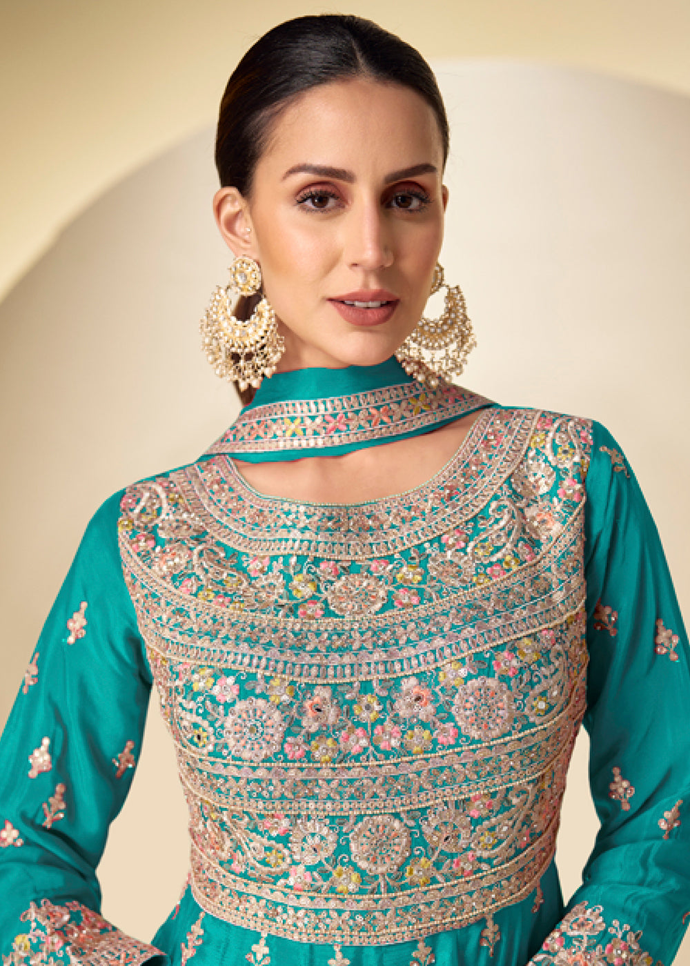 Buy Now Turquoise Pant Style Festive Style Anarkali Suit Online in USA, UK, Sweden, Denmark, Greece, Germany, Canada, Belgium, Greece & Worldwide at Empress.