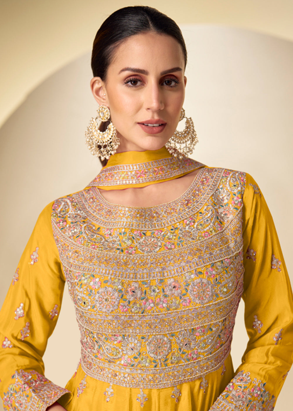 Buy Now Yellow Pant Style Festive Style Anarkali Suit Online in USA, UK, Sweden, Denmark, Greece, Germany, Canada, Belgium, Greece & Worldwide at Empress.