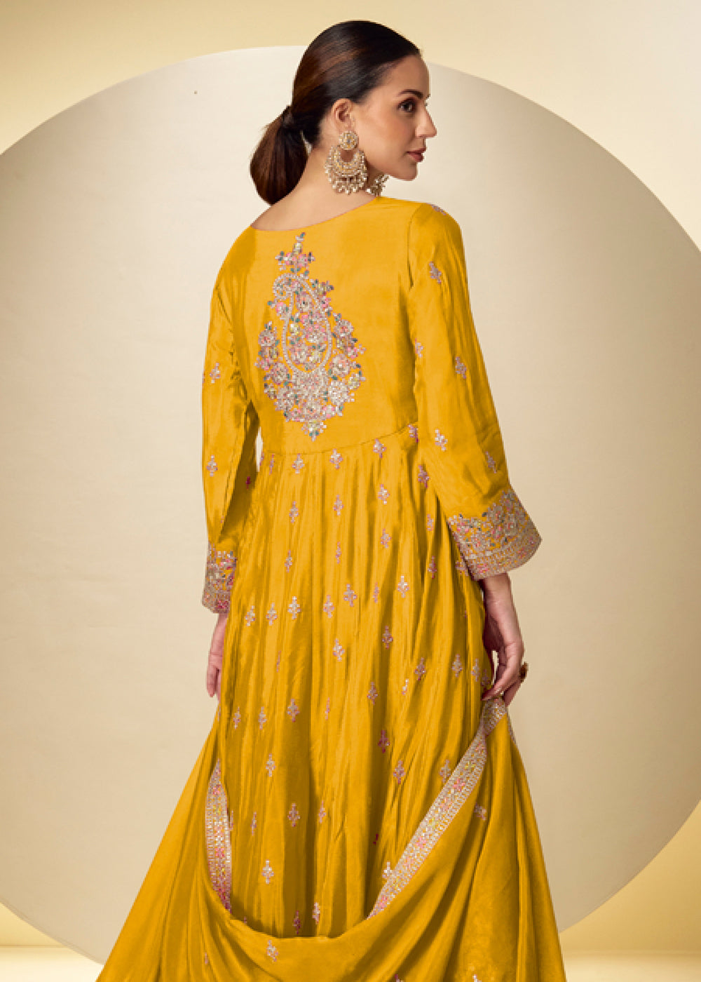 Buy Now Yellow Pant Style Festive Style Anarkali Suit Online in USA, UK, Sweden, Denmark, Greece, Germany, Canada, Belgium, Greece & Worldwide at Empress.