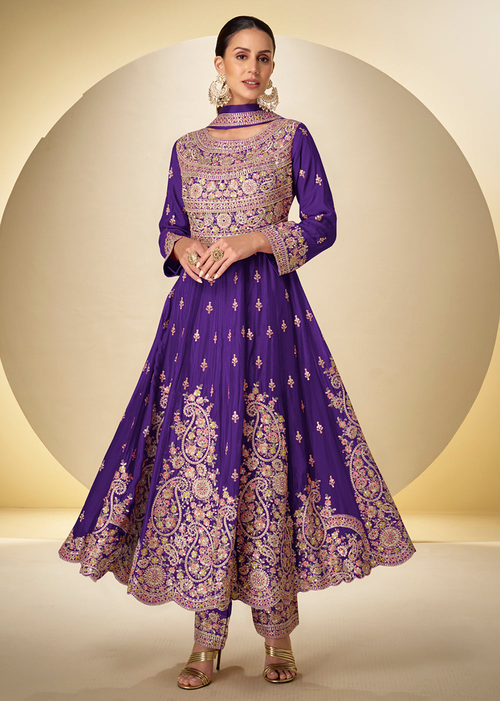 Buy Now Purple Pant Style Festive Style Anarkali Suit Online in USA, UK, Sweden, Denmark, Greece, Germany, Canada, Belgium, Italy, UAE & Worldwide at Empress.