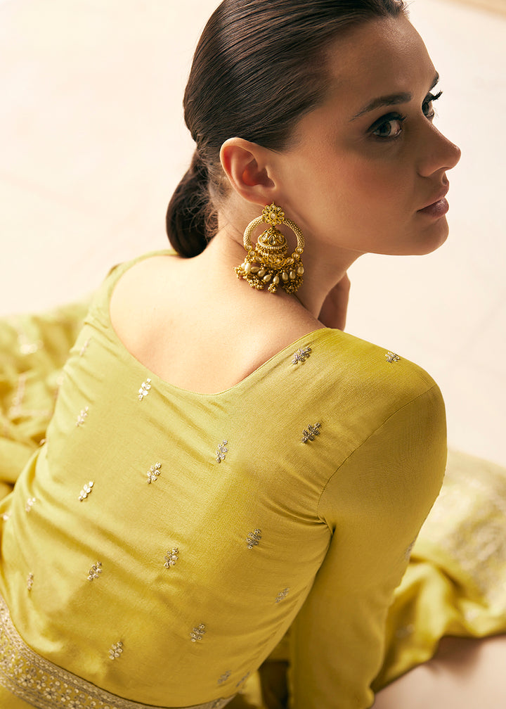 Buy Now Embroidered Yellow Premium Silk Haldi Wear Anarkali Suit Online in USA, UK, Australia, New Zealand, Canada & Worldwide at Empress Clothing. 
