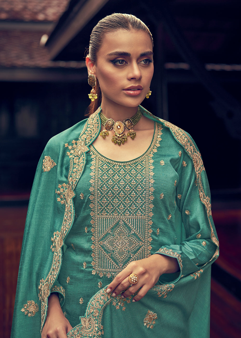 Buy Now Festive Party Alluring Green Embroidered Salwar Kameez Online in USA, UK, Canada, Germany, Australia & Worldwide at Empress Clothing.