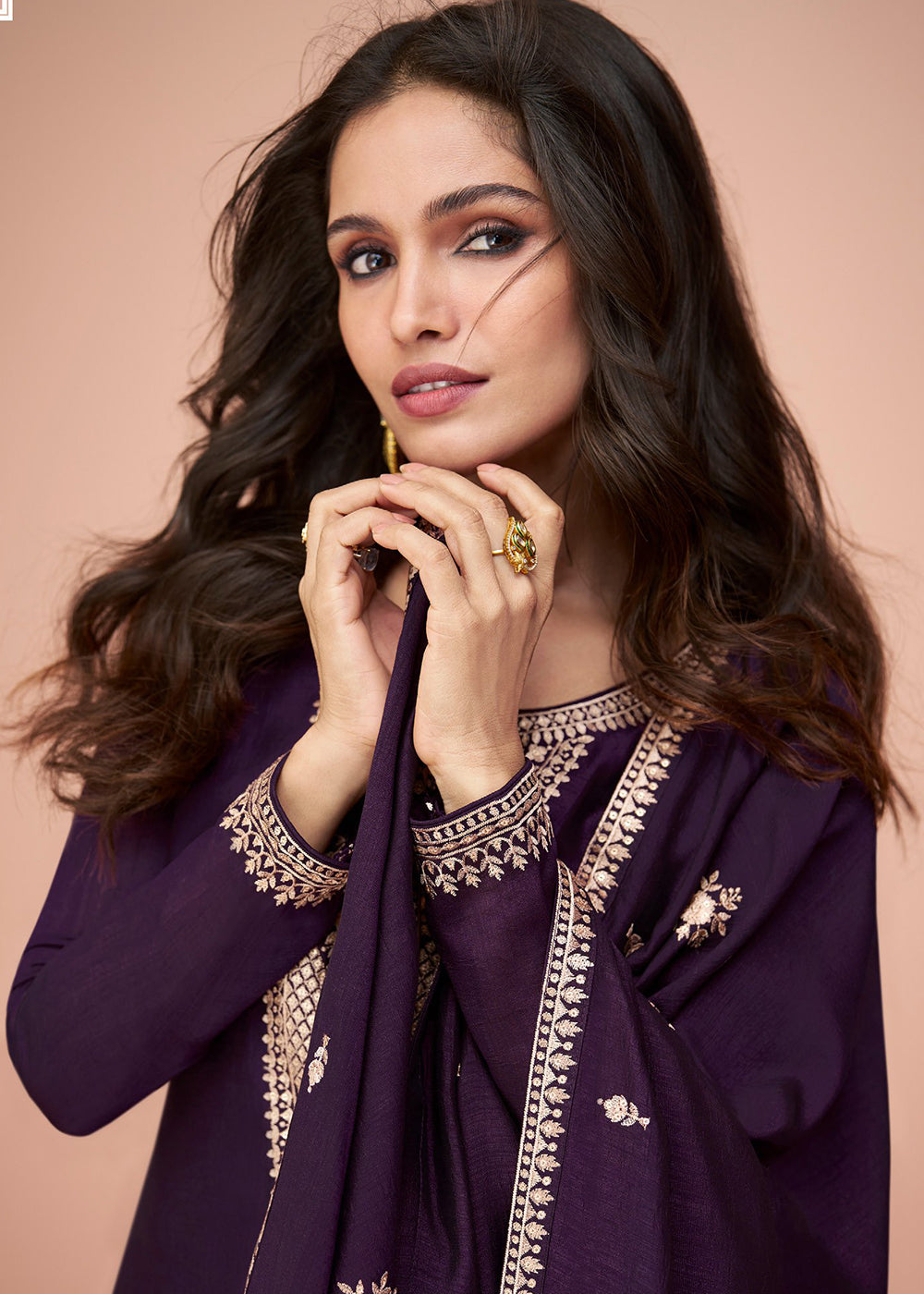Buy Now Tempting Purple Silk Embroidered Palazzo Salwar Suit Online in USA, UK, Canada, Germany, Australia & Worldwide at Empress Clothing. 