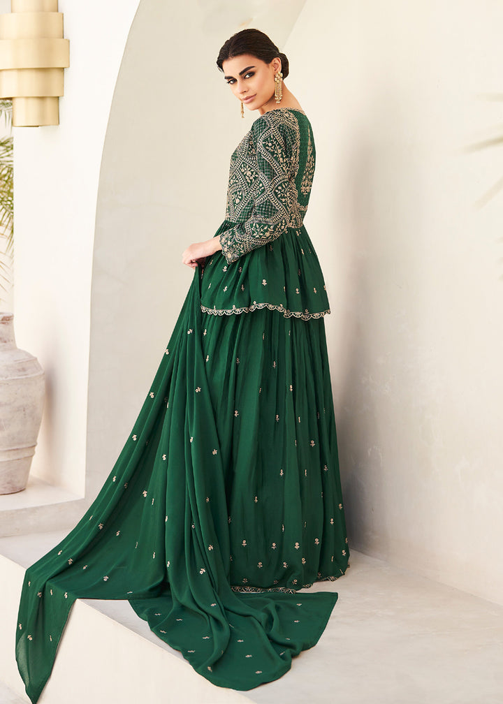 Buy Now Green Embroidered Wedding Party Lehenga Skirt Suit Set Online in USA, UK, Canada & Worldwide at Empress Clothing.
