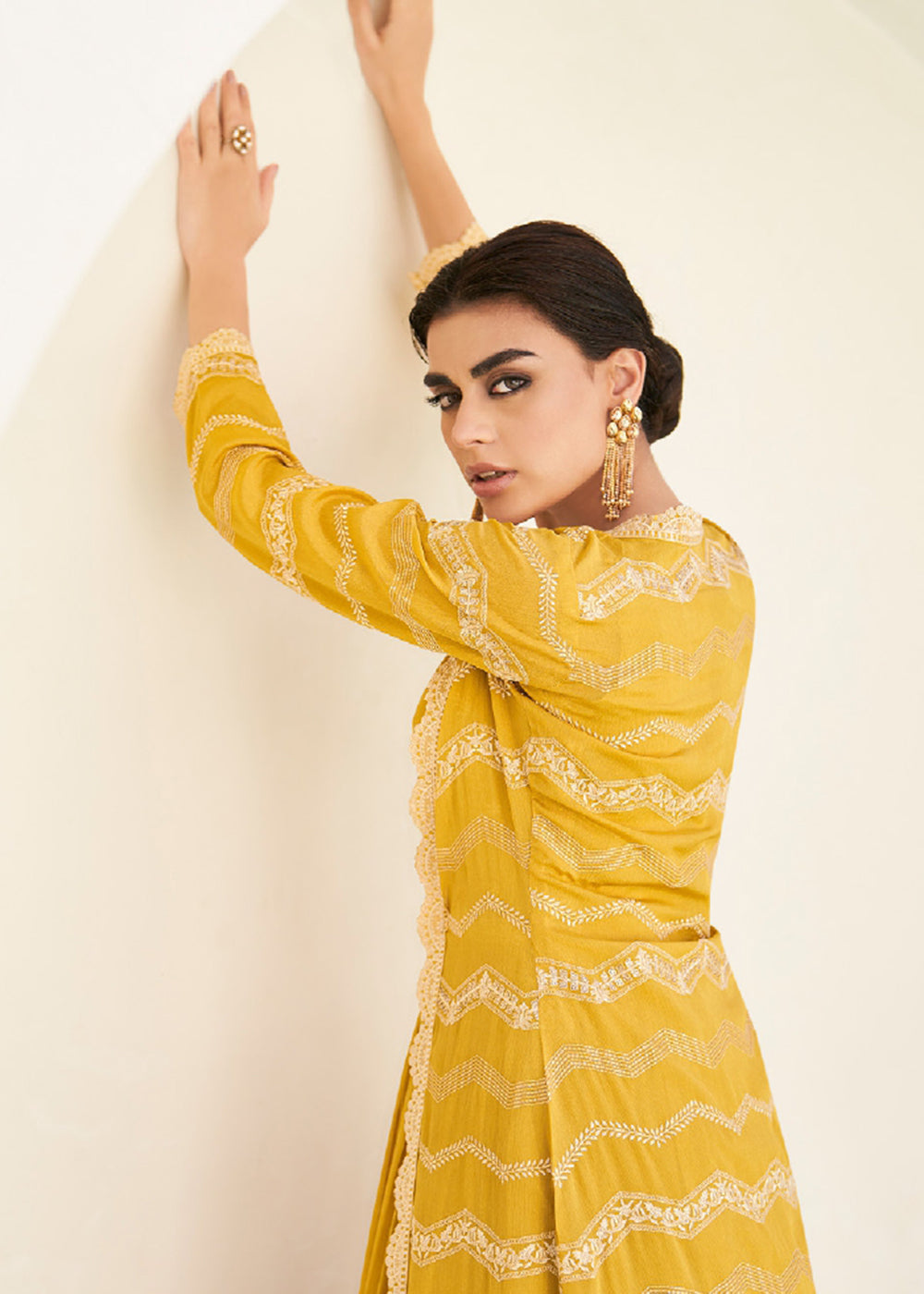 High Quality Fancy Gown With Dupatta (Yellow) – Anam's Designs