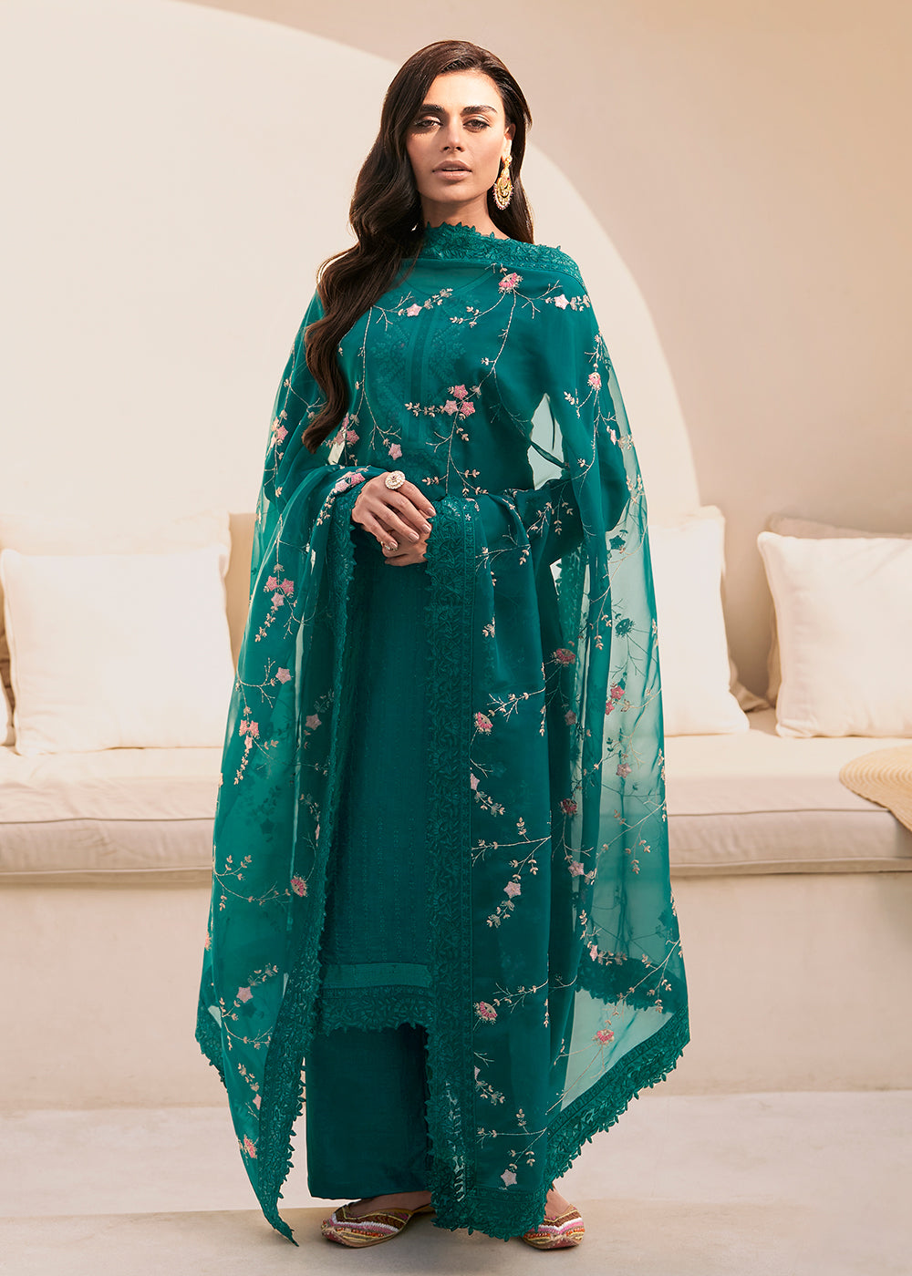 Buy Now Embroidered Green Dola Silk Festive Style Salwar Suit Online in USA, UK, Canada, Germany, Australia & Worldwide at Empress Clothing.