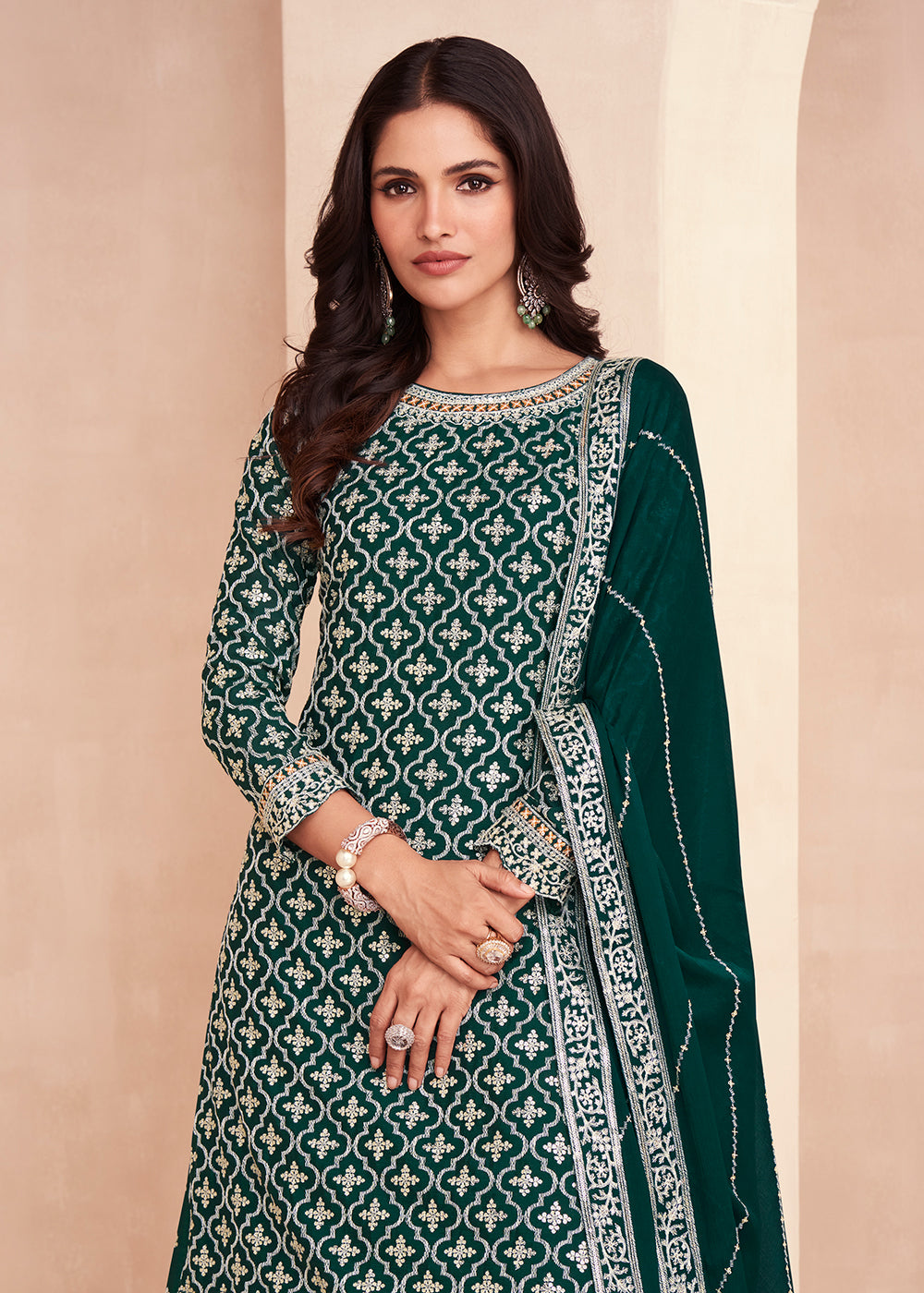Buy Now Dark Green Multicolor Sequins Embroidered Lehenga Skirt Suit Online in USA, UK, Australia, New Zealand, Canada & Worldwide at Empress Clothing. 