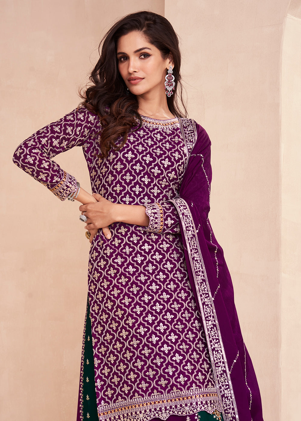 Buy Now Dark Purple Multicolor Sequins Embroidered Lehenga Skirt Suit Online in USA, UK, Australia, New Zealand, Canada & Worldwide at Empress Clothing. 