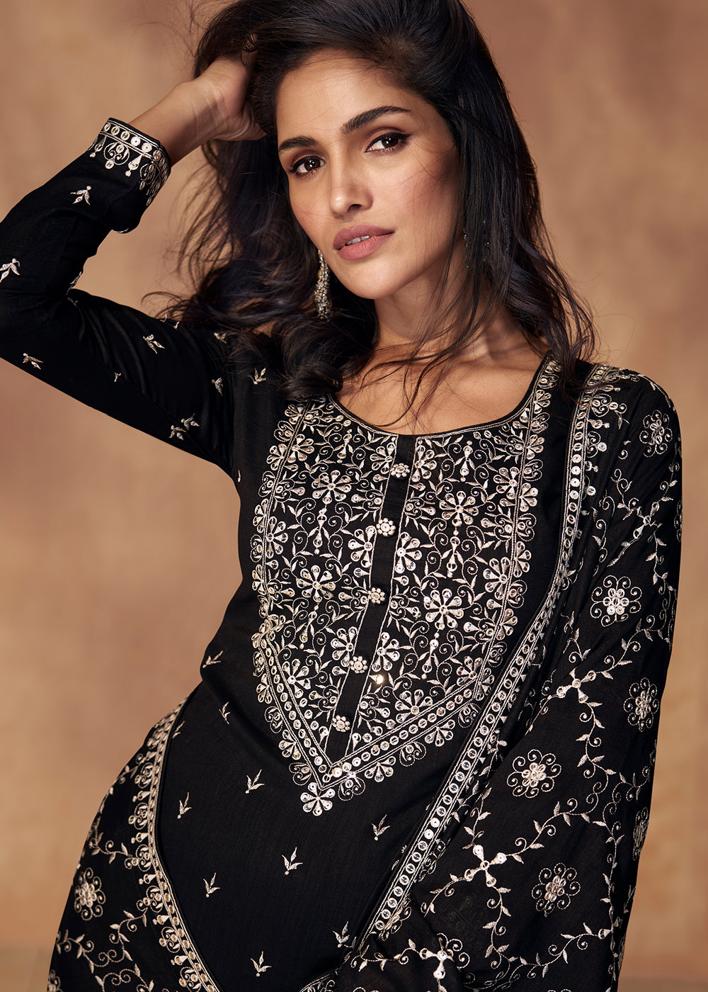 Buy Now Marvelous Black Sequins & Thread Work Festive Salwar Suit Online in USA, UK, Canada, Germany, Australia & Worldwide at Empress Clothing. 