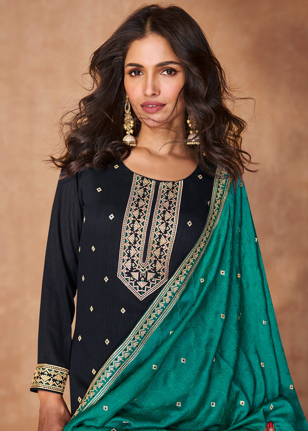 Buy Now Navy Blue Premium Silk Festive Wear Salwar Kurta Online in USA, UK, Canada, Germany, Australia & Worldwide at Empress Clothing. 