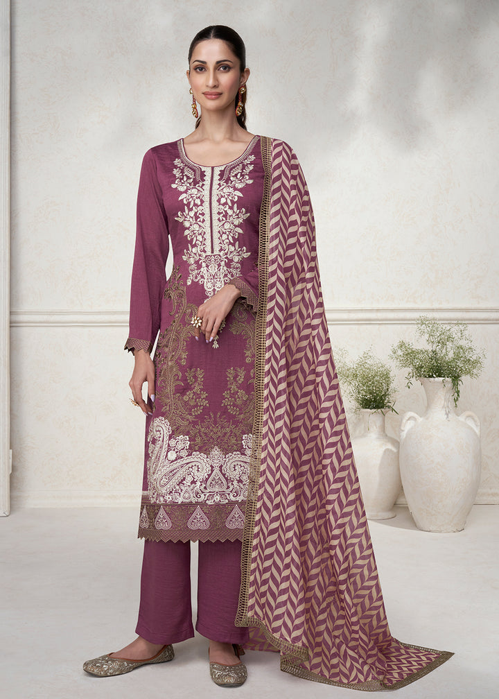 Buy Now Fabulous Pink Floral Embroidered Silk Wedding Salwar Suit Online in USA, UK, Canada, Germany, Australia & Worldwide at Empress Clothing. 