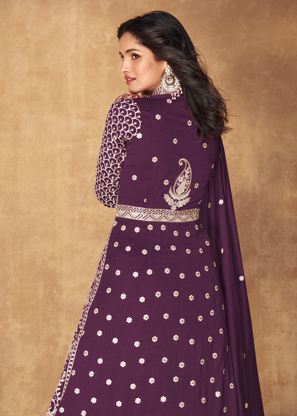 Buy Now Purple Slit Style Embroidered Lehenga Anarkali Suit Online in USA, UK, Australia, New Zealand, Canada & Worldwide at Empress Clothing.