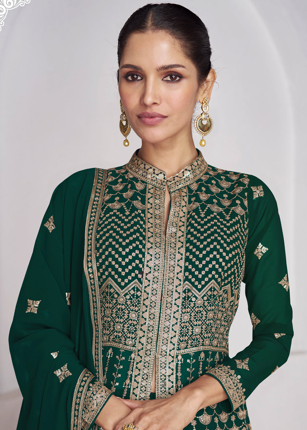 Buy Now Wedding Wear Forest Green Lehenga Skirt Anarkali Suit Online in USA, UK, Australia, New Zealand, Canada & Worldwide at Empress Clothing. 