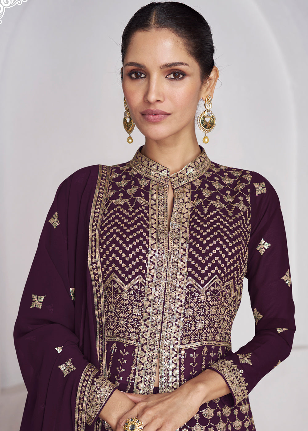 Buy Now Wedding Wear Plum Purple Lehenga Skirt Anarkali Suit Online in USA, UK, Australia, New Zealand, Canada & Worldwide at Empress Clothing.