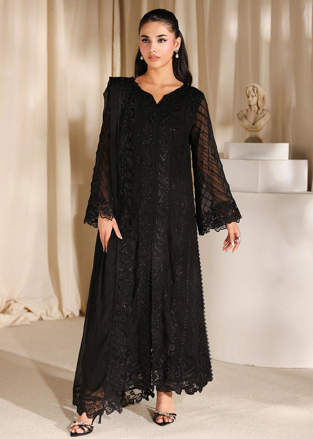 Buy Now Luxe Embroidered Chiffons '26 by Azure | Black Pearl Online in US, UK, Canada, France, Italy, Germany, Greece, Sweden, Africa & Worldwide at Empress.
