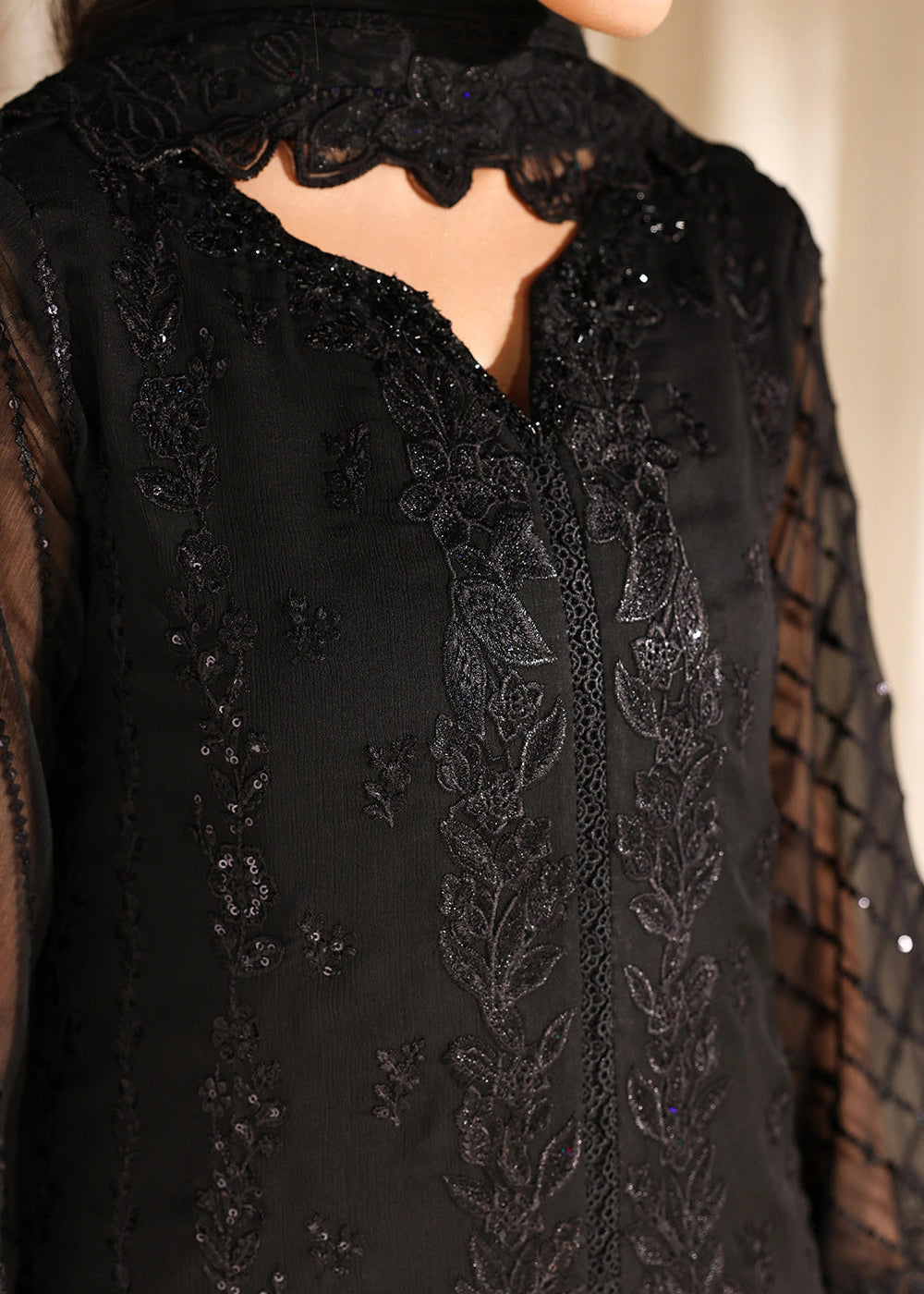 Buy Now Luxe Embroidered Chiffons '26 by Azure | Black Pearl Online in US, UK, Canada, France, Italy, Germany, Greece, Sweden, Africa & Worldwide at Empress.