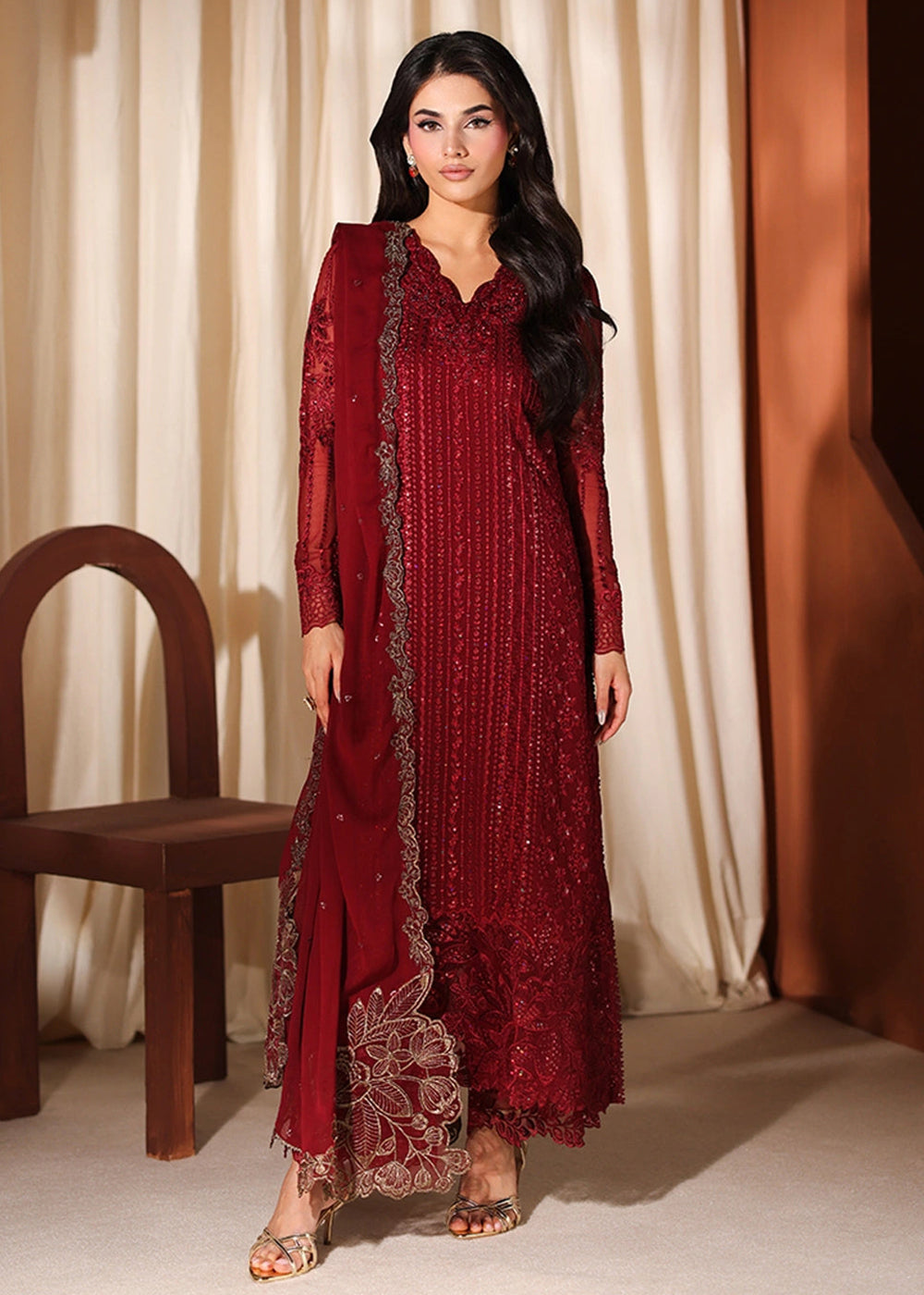 Buy Now Luxe Embroidered Chiffons '26 by Azure | Cherry Blossom Online in US, UK, Canada, France, Italy, Germany, Greece, Sweden, Africa & Worldwide at Empress.