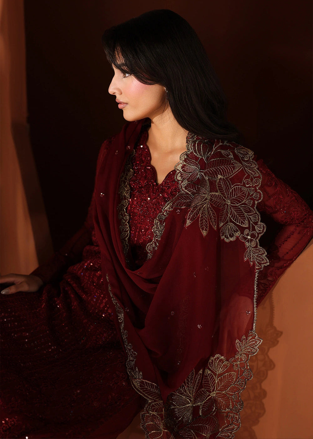 Buy Now Luxe Embroidered Chiffons '26 by Azure | Cherry Blossom Online in US, UK, Canada, France, Italy, Germany, Greece, Sweden, Africa & Worldwide at Empress.