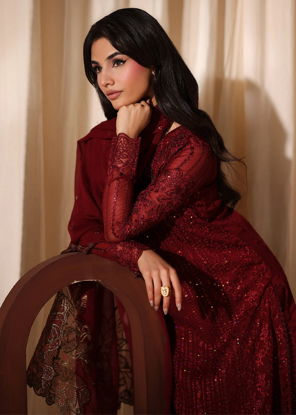 Buy Now Luxe Embroidered Chiffons '26 by Azure | Cherry Blossom Online in US, UK, Canada, France, Italy, Germany, Greece, Sweden, Africa & Worldwide at Empress.