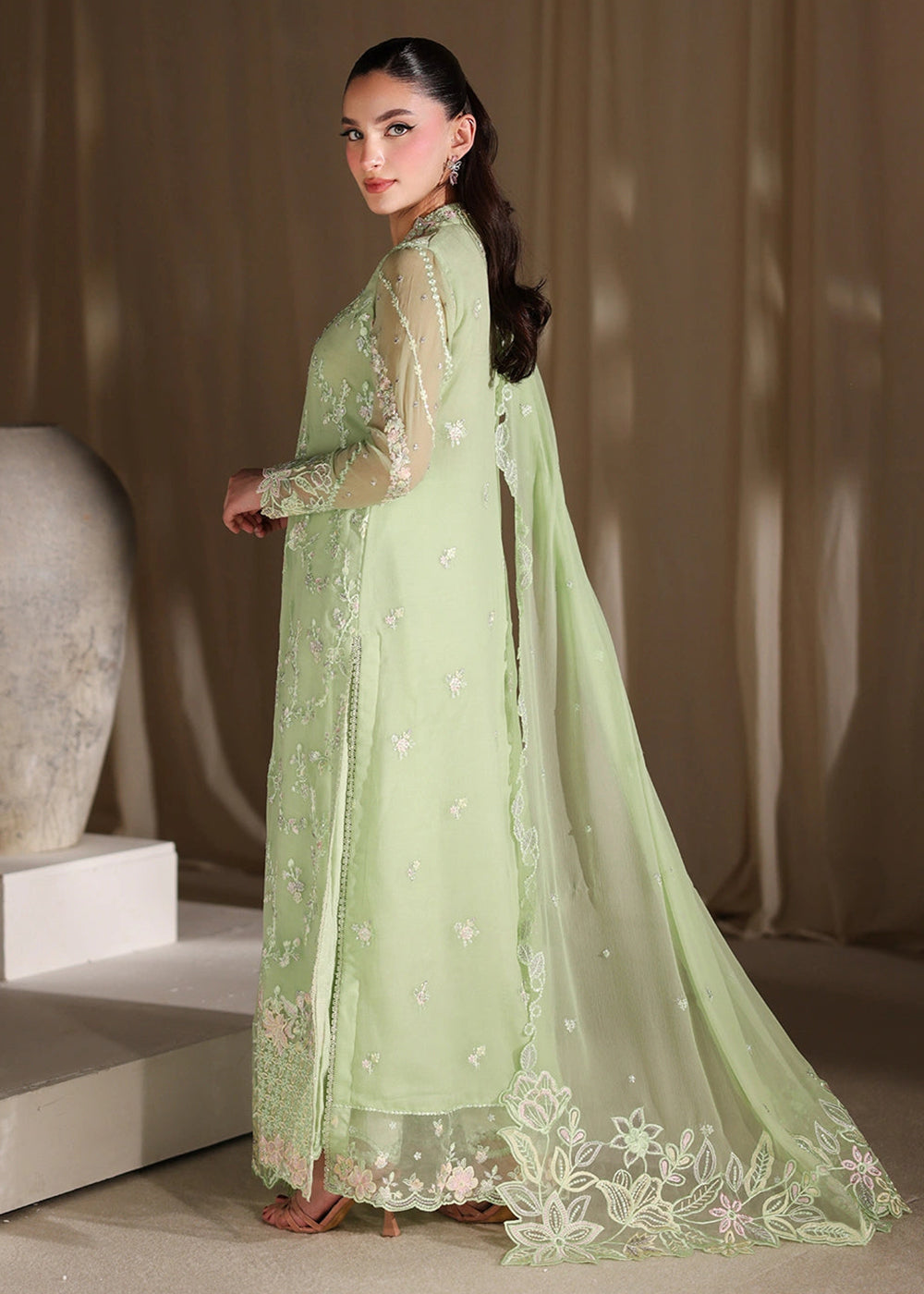Buy Now Luxe Embroidered Chiffon '26 by Azure | Fairy Fern Online in US, UK, Canada, France, Italy, Germany, Greece, Sweden, Africa, UAE & Worldwide at Empress.