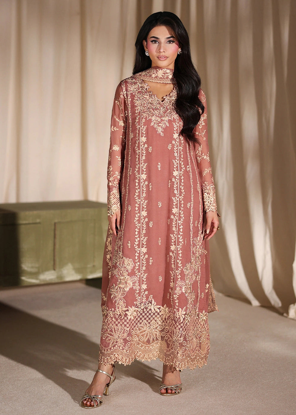 Buy Now Luxe Embroidered Chiffon '26 by Azure | Lilywood Online in US, UK, Canada, France, Italy, Germany, Greece, Sweden, Africa, UAE & Worldwide at Empress.