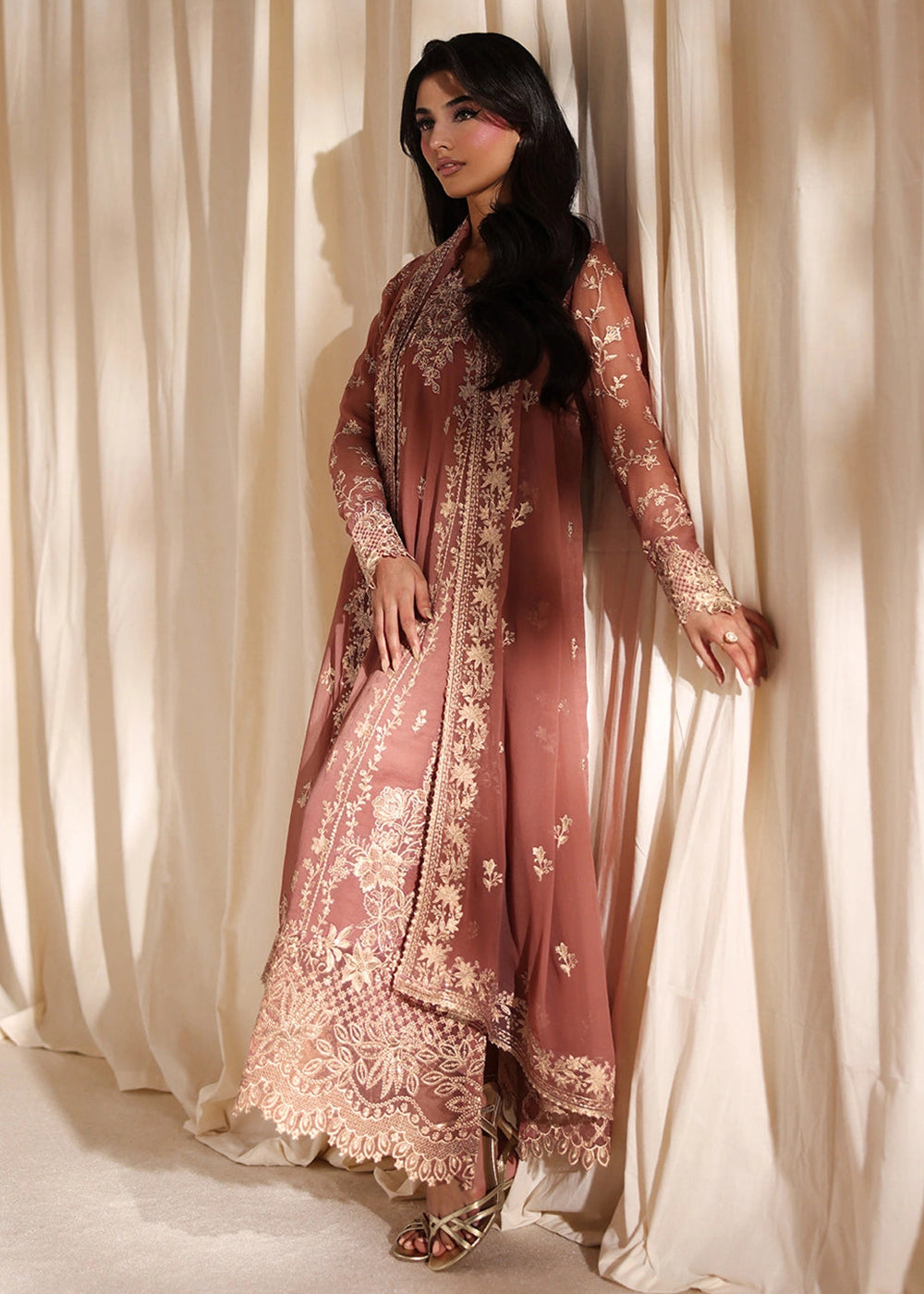 Buy Now Luxe Embroidered Chiffon '26 by Azure | Lilywood Online in US, UK, Canada, France, Italy, Germany, Greece, Sweden, Africa, UAE & Worldwide at Empress.
