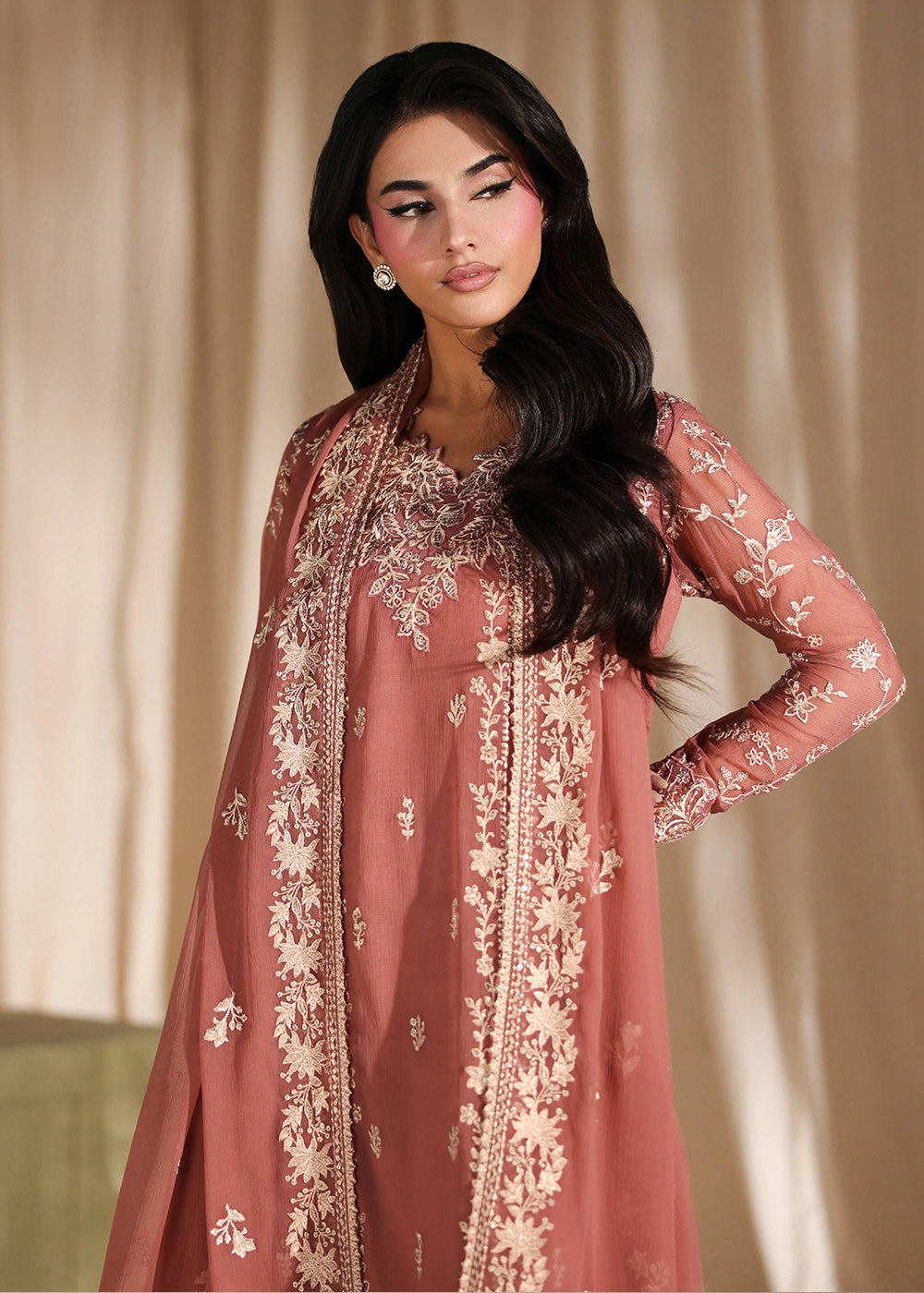 Buy Now Luxe Embroidered Chiffon '26 by Azure | Lilywood Online in US, UK, Canada, France, Italy, Germany, Greece, Sweden, Africa, UAE & Worldwide at Empress.